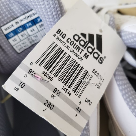 VTG Adidas Big Court M White Shoes Sneakers Size 10 2000 Deadstock w/ Defects - Picture 11 of 12